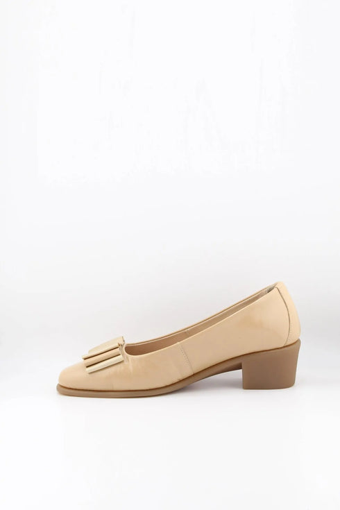 DFC Relax Block Heel Leather Loafers with Bow